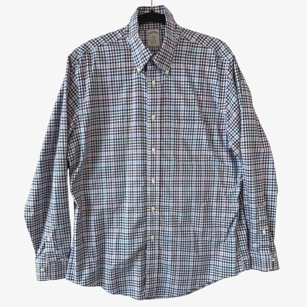 Brooks Brothers Regent Fit Men's Size Large Long Sleeve Button Down Plaid Cotton - Picture 3 of 4